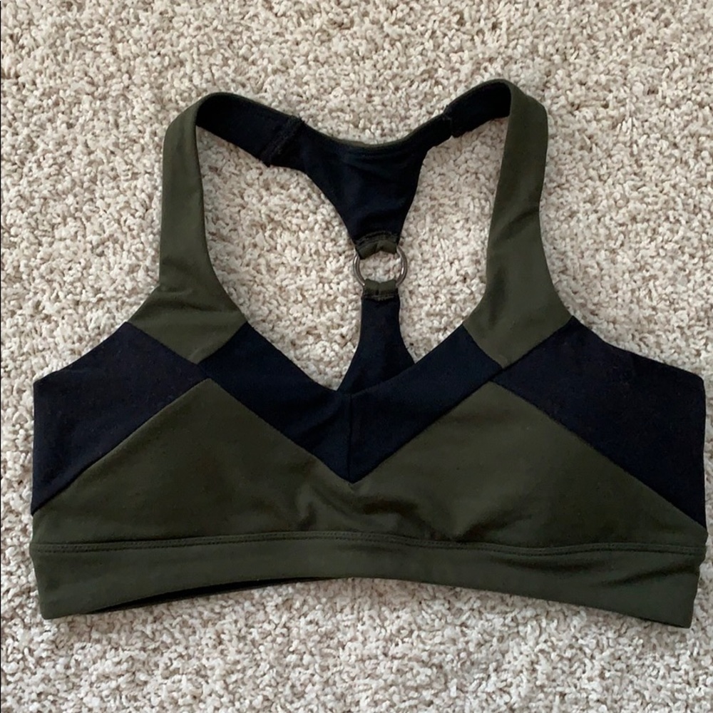 Zobha army green & black racer back sports bra L